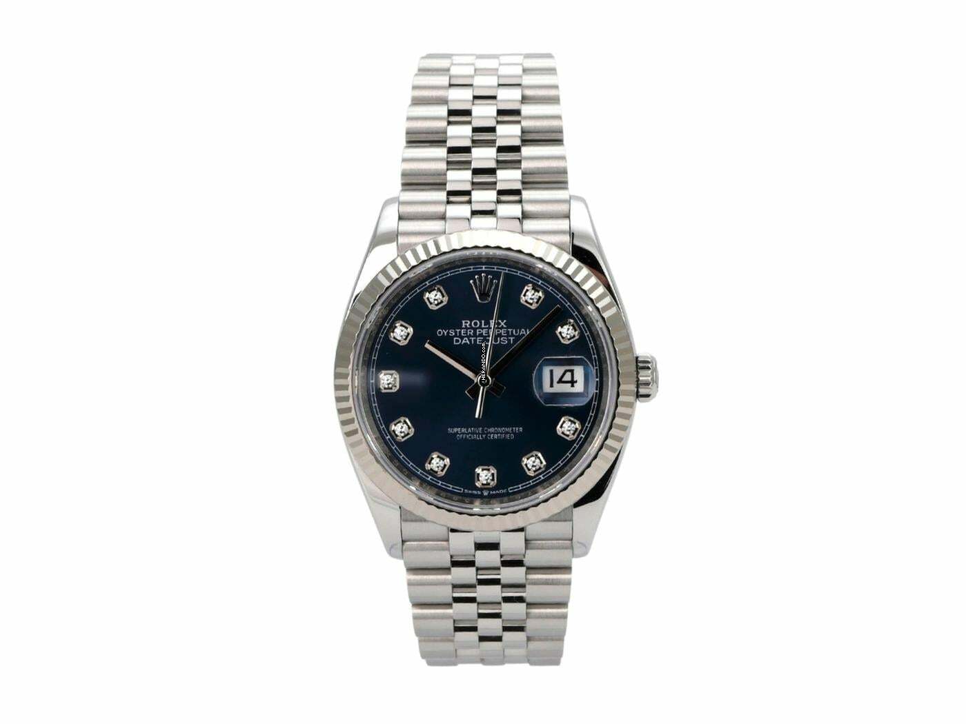 Rolex Datejust 36 Oystersteel / Weißgold 126234 Blau DIA Jubile-Band