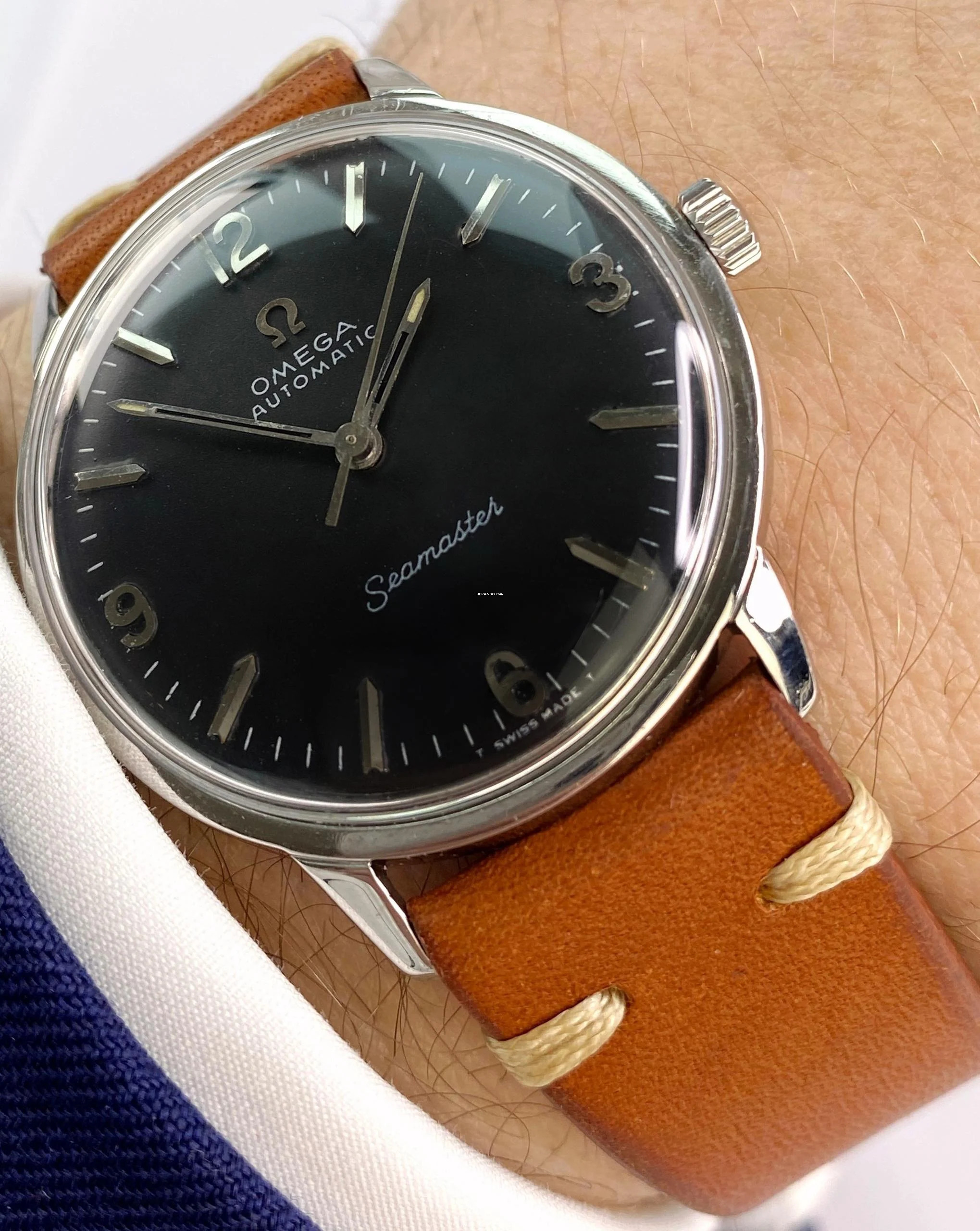 Omega Seamaster Serviced Seamaster Vintage Automatic Automatik ref 165001 Black Restored Dial 165001