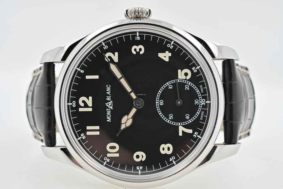  Montblanc 1858 Pilots Watch Steel Black Dial Manual Wind 113860 Limited 