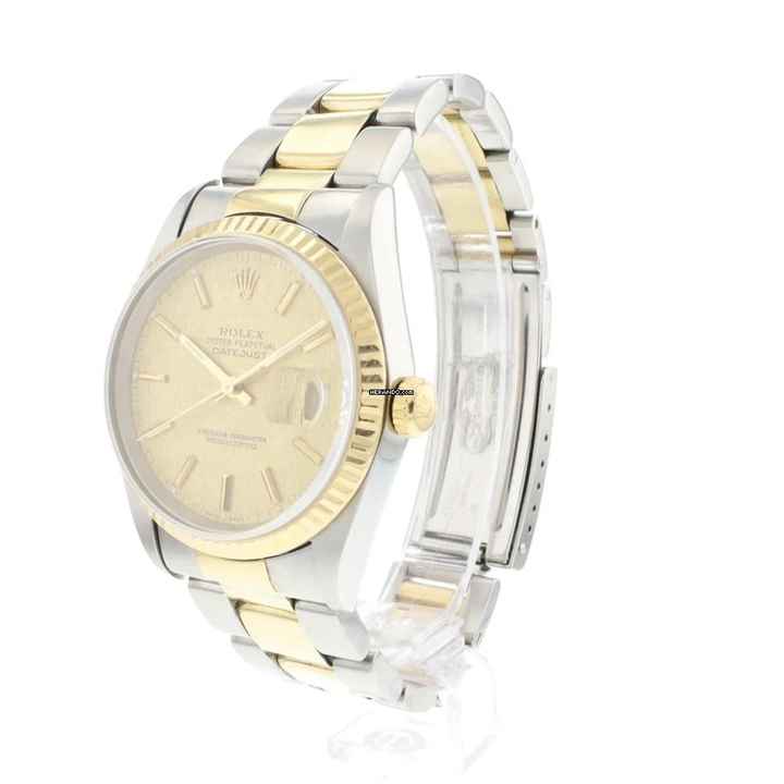  Rolex Datejust 36 Oyster Fluted Steel Gold Linen Dial 