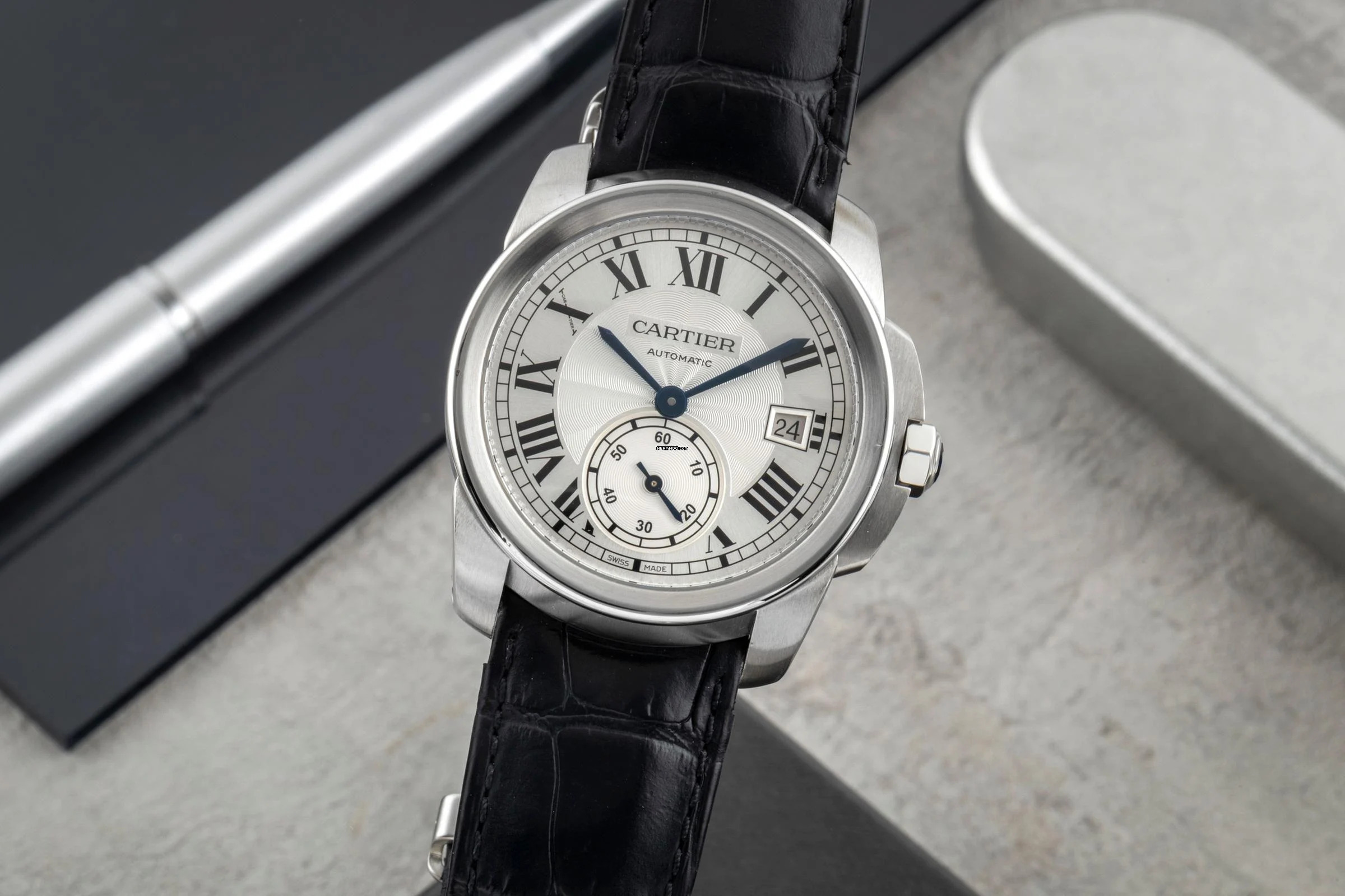  Cartier Calibre de Cartier 38 Stahl Automatik Ref. WSCA0003 3756 B&P 2016 