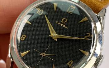 Thumbnail von Omega Classic Vintage Rare Black Honeycomb Dial Unrestored Serviced 35mm 2605 2605