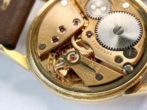 Thumbnail von Omega Classic Vintage KFOF Solid Rose Gold 14ct Vollgold Black Restored Dial