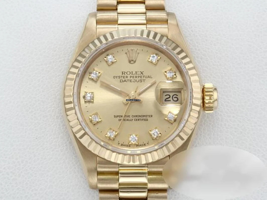 Rolex Lady-Datejust Gelbgold 750 Diamanten Automatik 18kt Yellow Gold Damen President-band Chronometer Oyster
