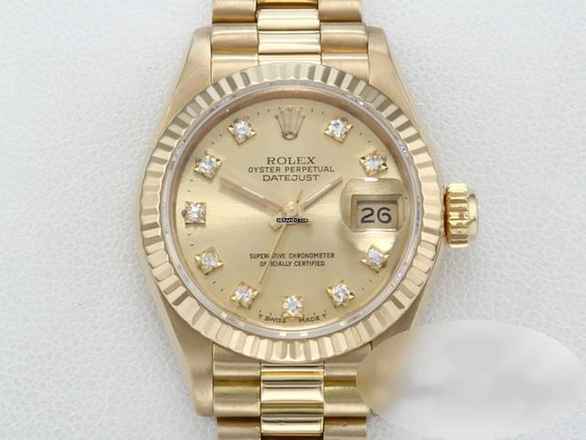  Rolex Lady-Datejust Gelbgold 750 Diamanten Automatik 18kt Yellow Gold Damen President-band Chronometer Oyster 