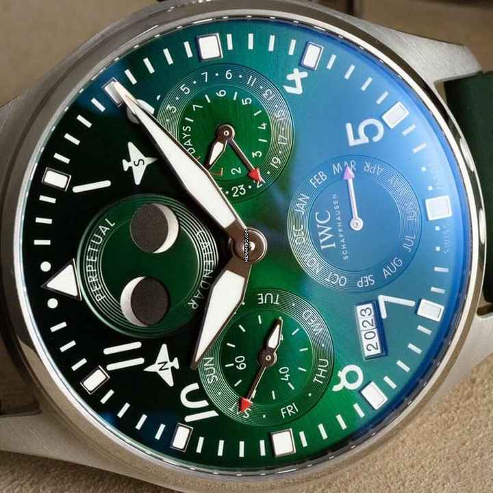  IWC Große Fliegeruhr Big Pilot's Watch Perpetual Calendar Green NEW FULL SET 