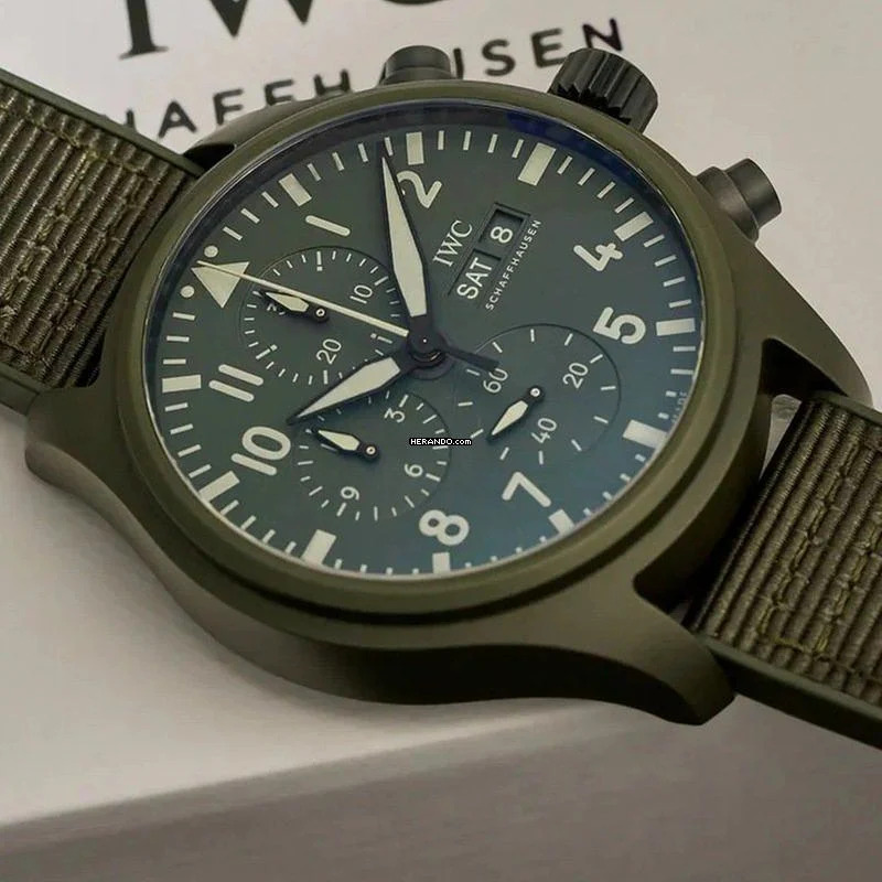  IWC Fliegeruhr Chronograph Top Gun Pilot's Watch Chronograph TOP GUN Edition «Woodland» NEW FULL SET 