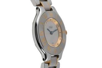 Thumbnail von Cartier 21 Must de Cartier Lady Stahl / Gold Quarz Ref. W10073R6 B&P 1997