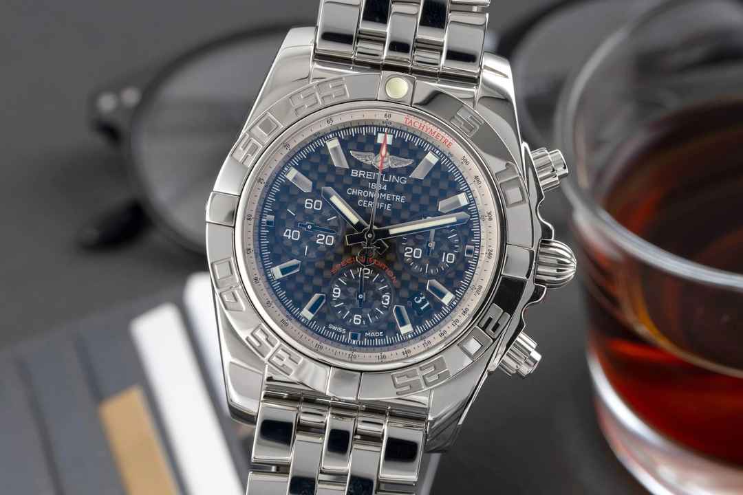  Breitling Chronomat 44 Chronograph Stahl Automatik Ref. AB011012/BE69/388A B&P 