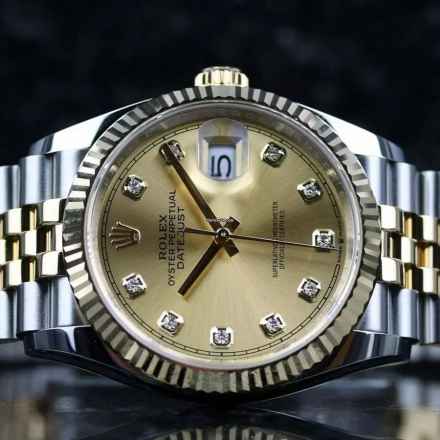  Rolex Datejust 36 Steel Gold - Champagne Diamond - like New - Fullset - 2023 