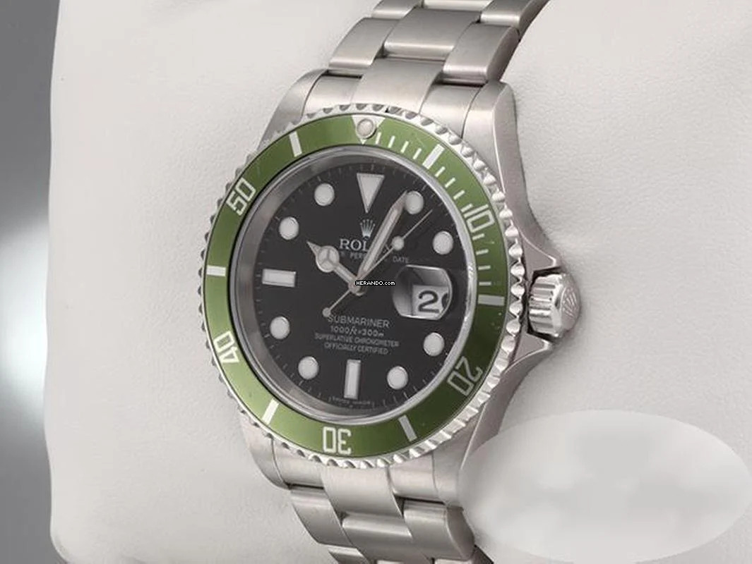 Rolex Submariner Date 16610lv Stahl Automatik Taucheruhr Edelstahl Grün Green Stainless Steel Oyster-band Chronometer Black Dial