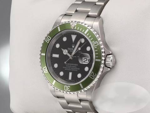  Rolex Submariner Date 16610lv Stahl Automatik Taucheruhr Edelstahl Grün Green Stainless Steel Oyster-band Chronometer Black Dial 