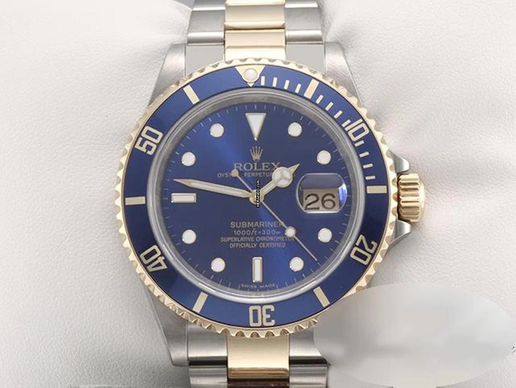 Rolex Submariner Date 16613 T Stahl Gelbgold 750 2008 Automatik Stainless Steel 18kt Yellow Gold Oyster-band Chronometer Blue Dial