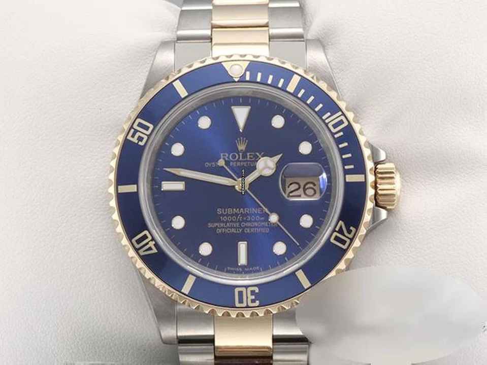  Rolex Submariner Date 16613 T Stahl Gelbgold 750 2008 Automatik Stainless Steel 18kt Yellow Gold Oyster-band Chronometer Blue Dial 