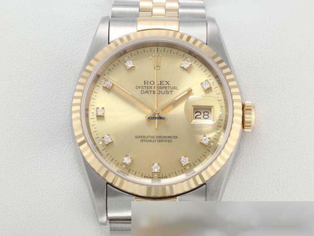 Rolex Datejust 36 36mm 16233 1997 Diamanten Stahl Gelbgold 750 Automatik Stainless Steel 18kt Yellow Gold Jubilé-band Chronometer Oyster