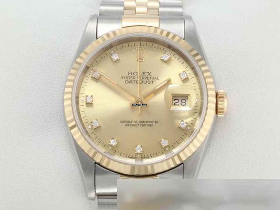  Rolex Datejust 36 36mm 16233 1997 Diamanten Stahl Gelbgold 750 Automatik Stainless Steel 18kt Yellow Gold Jubilé-band Chronometer Oyster 