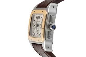 Thumbnail von Cartier Santos 100 Chronograph Stahl / Gold Automatik Ref. W20091X7 B&P