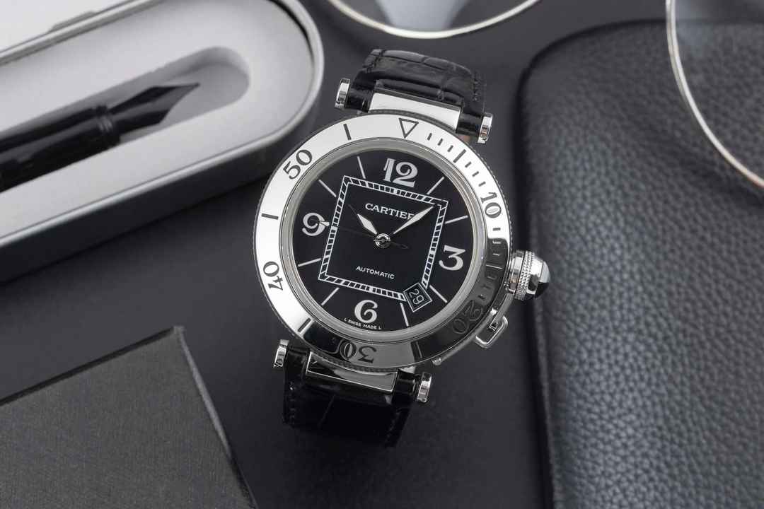  Cartier Pasha Seatimer Automatik Edelstahl Herrenuhr Ref. W31077U2 Papiere 2011 