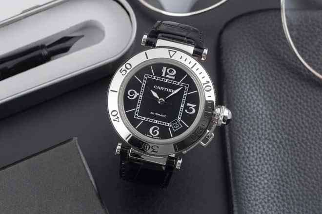  Cartier Pasha Seatimer Automatik Edelstahl Herrenuhr Ref. W31077U2 Papiere 2011 