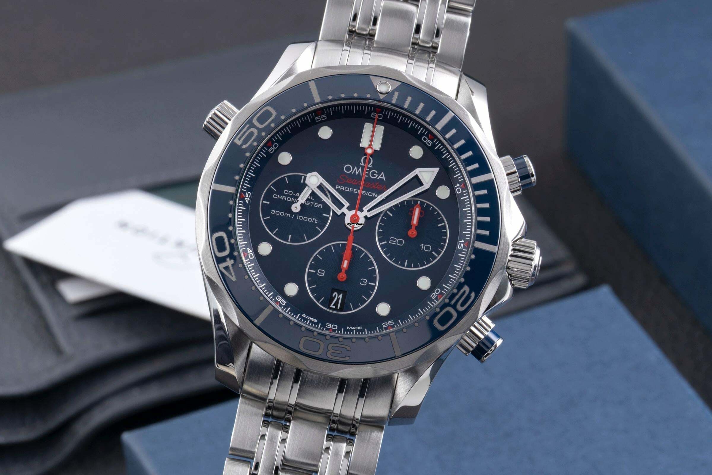 Omega Seamaster Diver 300 M Chronograph 44MM Ref. 212.30.44.50.03.001 B&P 2017