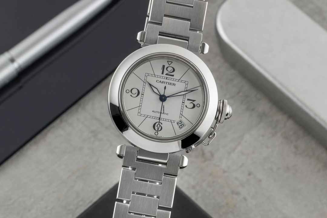 Cartier Pasha C Stahl Automatik White Dial Herrenuhr Ref. W31074M7 Klassiker 