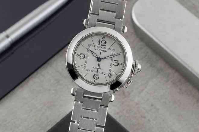  Cartier Pasha C Stahl Automatik White Dial Herrenuhr Ref. W31074M7 Klassiker 
