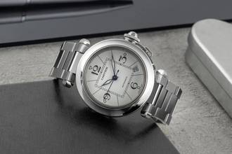 Thumbnail von Cartier Pasha C Stahl Automatik White Dial Herrenuhr Ref. W31074M7 Klassiker