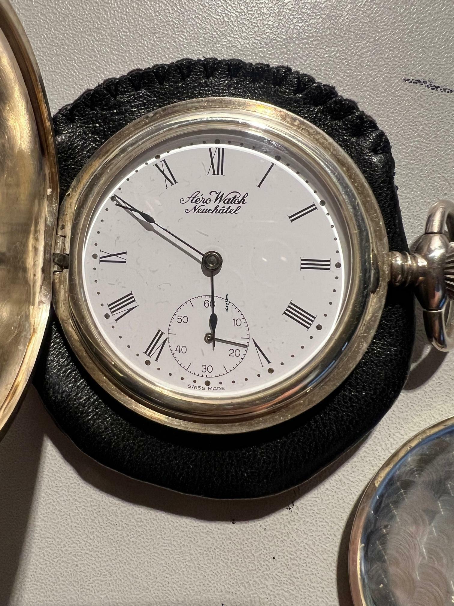 Aerowatch Taschenuhr Handaufzug 925 Sterling Silber