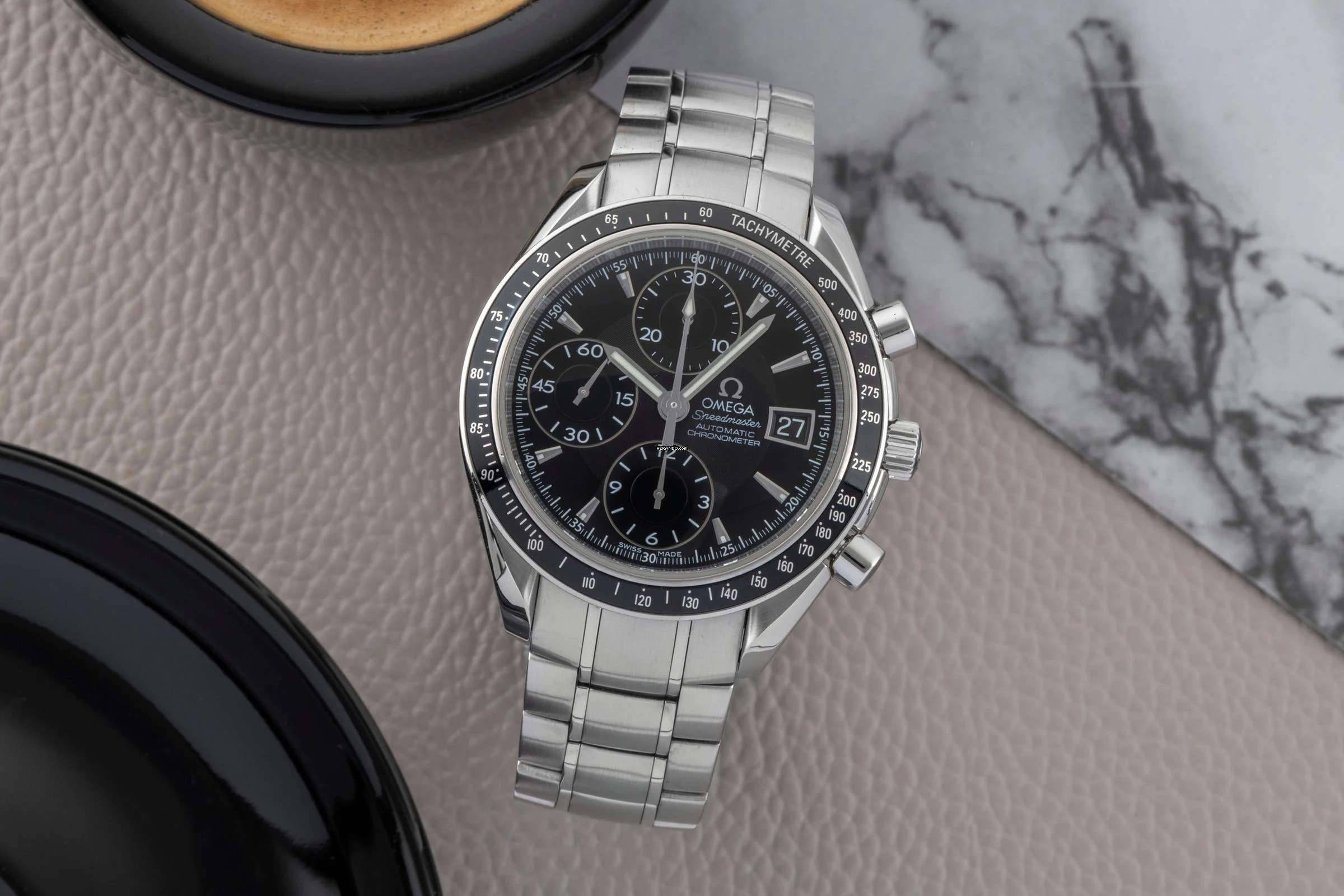  Omega Speedmaster Date Chronograph Stahl Automatik Ref. 3210.50.00 B&P 2011 