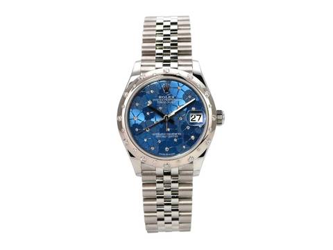  Rolex Datejust 31 Edelstahl Weißgold Diamant Ref. 278344RBR Blau Floral Jubile-Band 