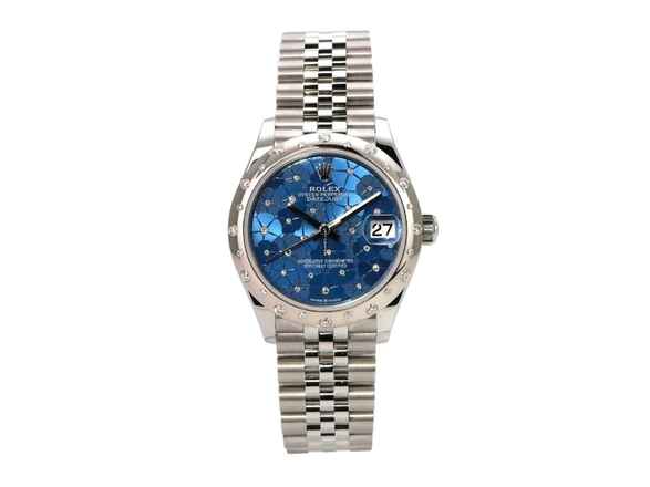  Rolex Datejust 31 Edelstahl Weißgold Diamant Ref. 278344RBR Blau Floral Jubile-Band 