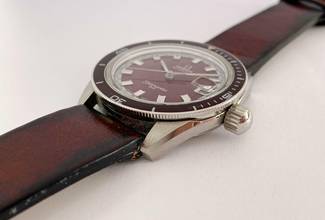 Thumbnail von Omega Seamaster 60 Automatic Automatik Vintage Diver Burgundy 166062 Big Crown 166062