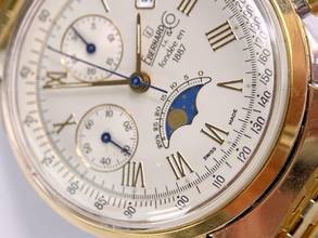 Thumbnail von Eberhard & Co. Chronograph Serviced (480e) Moonphase Mondphase Original Papers Valjoux 7768 75th 989 75 Anniversary Limited Edition