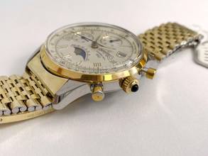 Thumbnail von Eberhard & Co. Chronograph Serviced (480e) Moonphase Mondphase Original Papers Valjoux 7768 75th 989 75 Anniversary Limited Edition