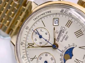 Thumbnail von Eberhard & Co. Chronograph Serviced (480e) Moonphase Mondphase Original Papers Valjoux 7768 75th 989 75 Anniversary Limited Edition