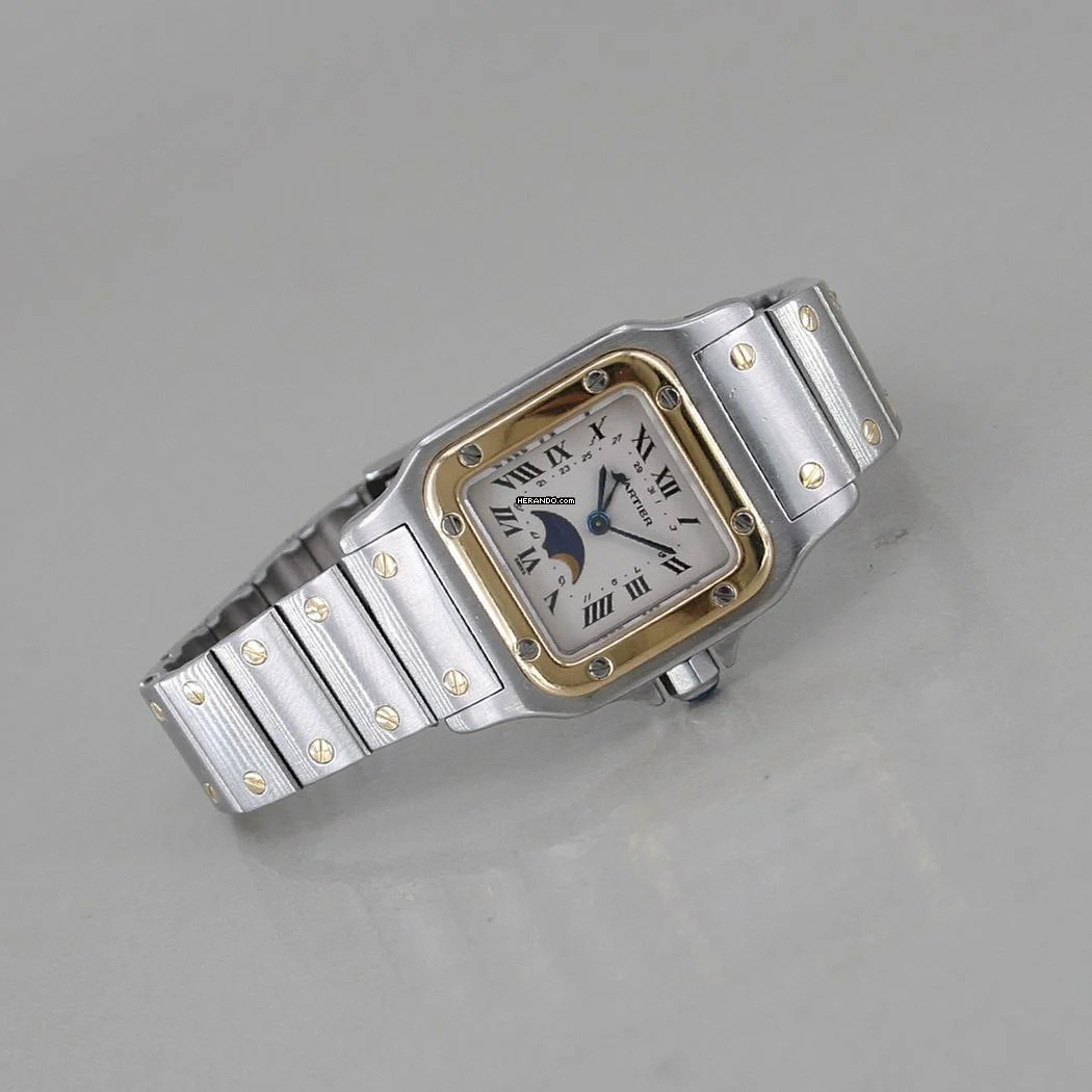  Cartier Santos Galbée Stahl/18k Gold Mondphase ca. 23,5 x 35 mm 