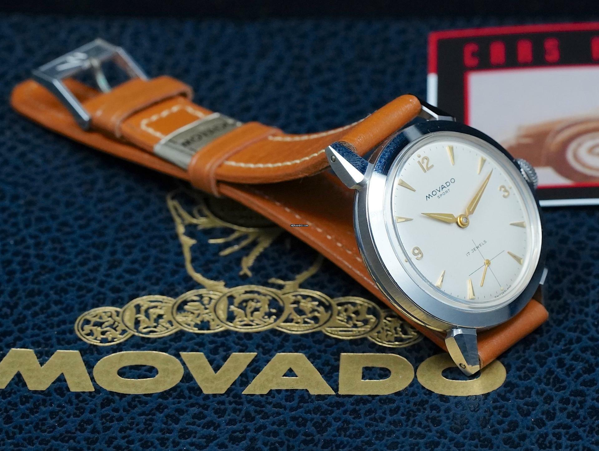 Thumbnail von Movado STUNNING 1950'S NOS SPORT WITH FB WATERPROOF CASE VINTAGE RARE