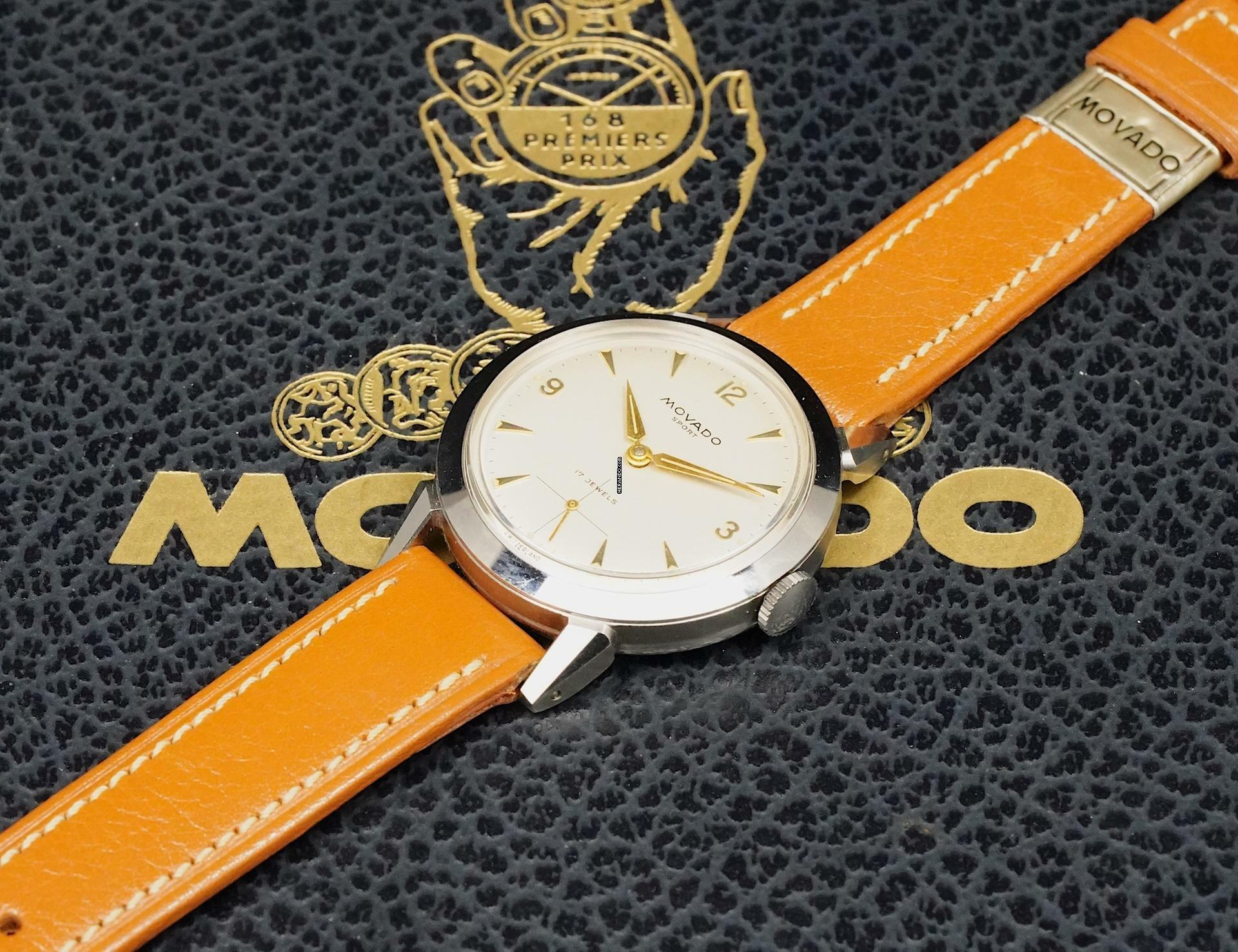 Thumbnail von Movado STUNNING 1950'S NOS SPORT WITH FB WATERPROOF CASE VINTAGE RARE