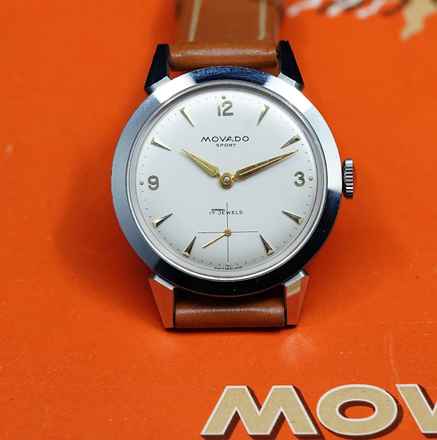  Movado STUNNING 1950'S NOS SPORT WITH FB WATERPROOF CASE VINTAGE RARE 