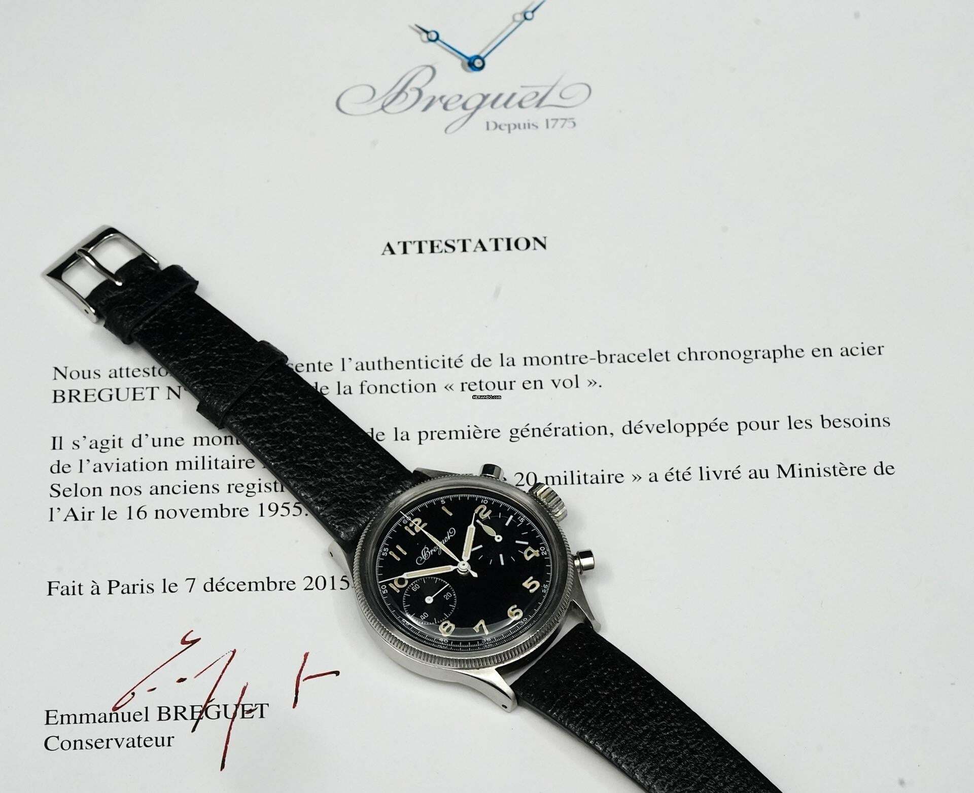 Thumbnail von Breguet Type XX - XXI - XXII RARE SPECIAL TYPE 20 XX FLYBACK FROM 1955 WITH EXTRACT