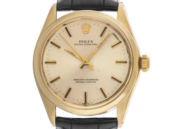  Rolex Oyster Perpetual 34 Ref.1005 1968 original Box sehr gut Vintage Oyster Perpetual 14kt Gelbgold 