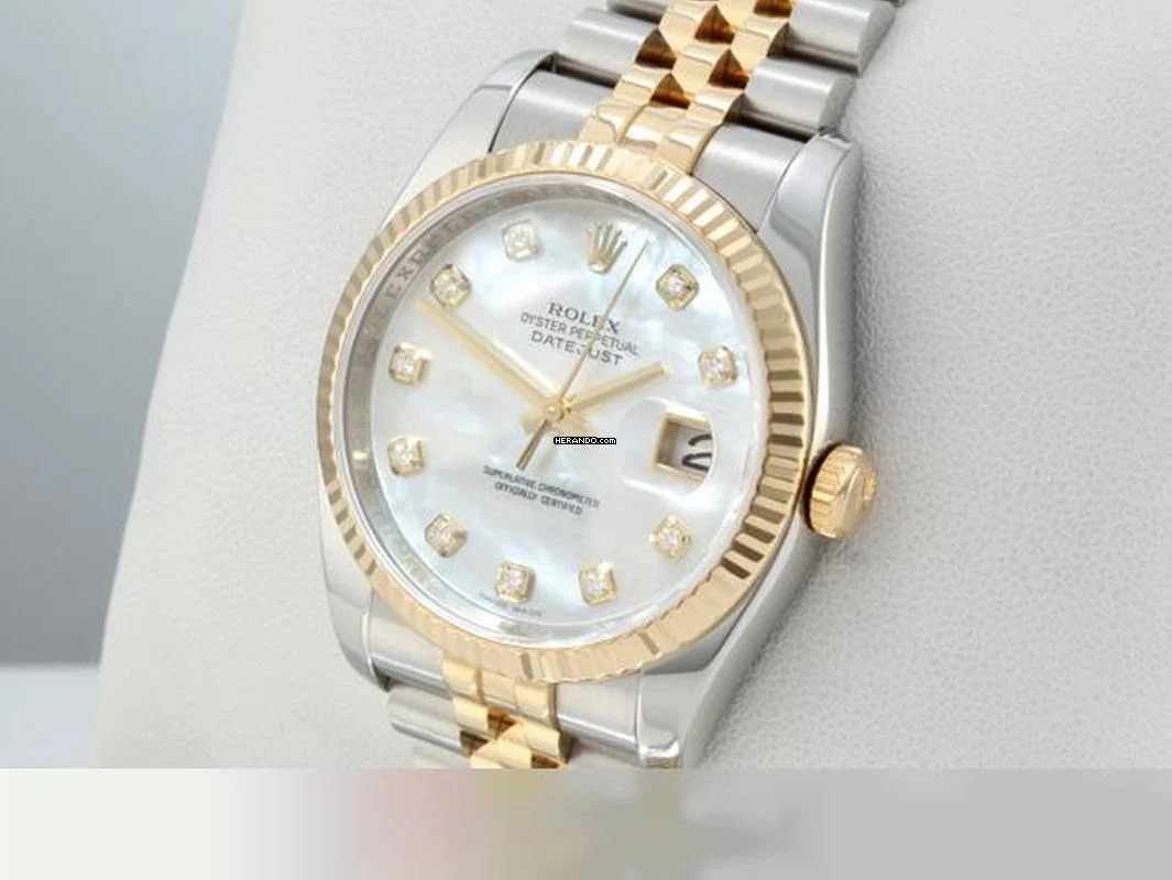 Rolex Datejust 36 36mm 116233 Perlmutt Diamanten 2012 Stahl Gelbgold 750 Automatik Stainless Steel 18kt Yellow Gold Jubilé-band Chronometer Oyster