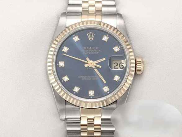  Rolex Datejust 31 Medium Stahl Gelbgold 750 Diamanten Automatik Gold Stahl Damen Stainless Steel 18kt Yellow Gold Jubilé-band Chronometer Oyster Blue Dial 
