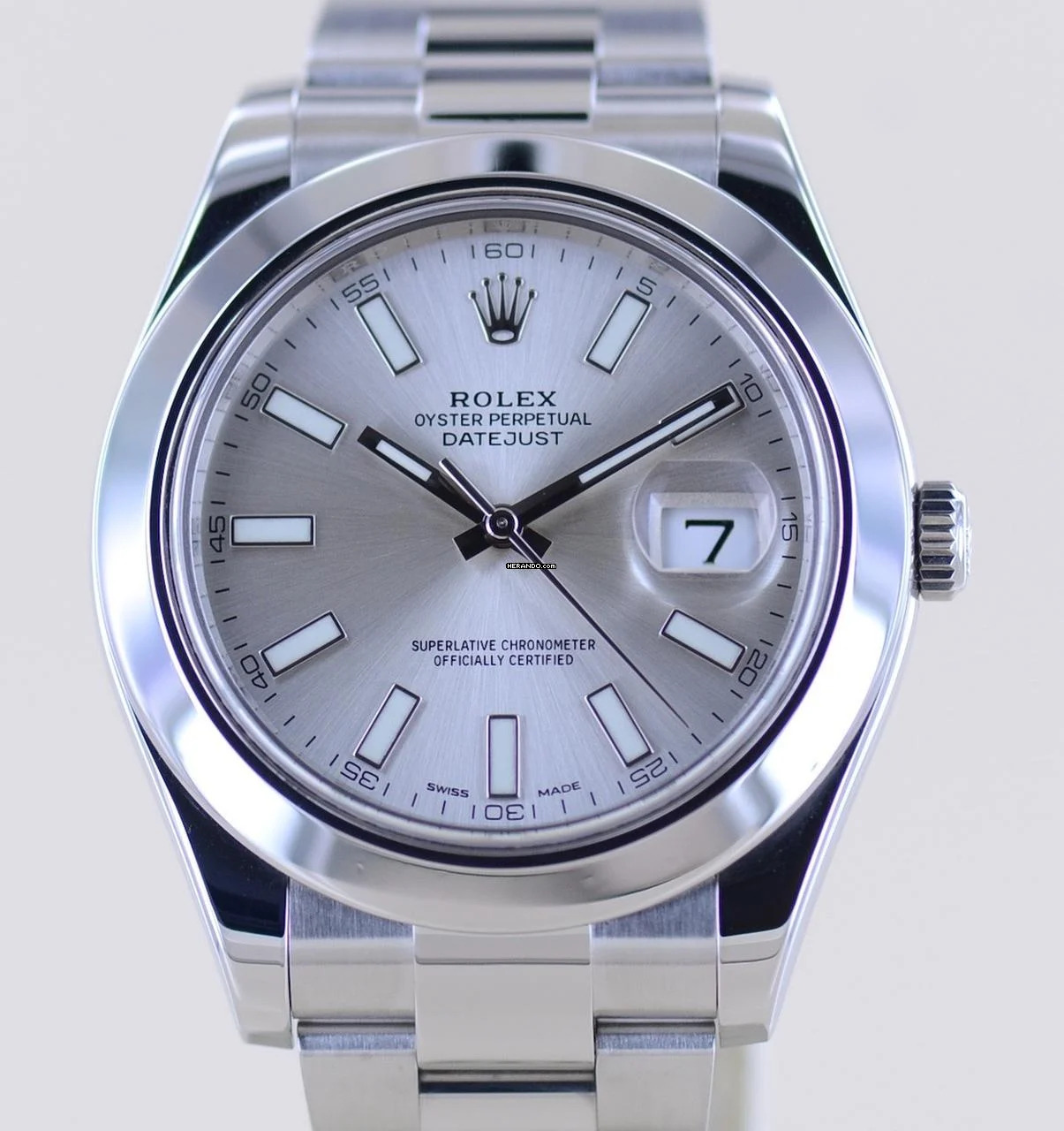  Rolex Datejust II Stahl Oyster Silver Stick Dial 41mm silber 116300 B+P 