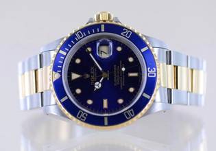 Thumbnail von Rolex Submariner Date 16613 Klassiker 1992 Tritium Stahl Gold blue Dial B+P