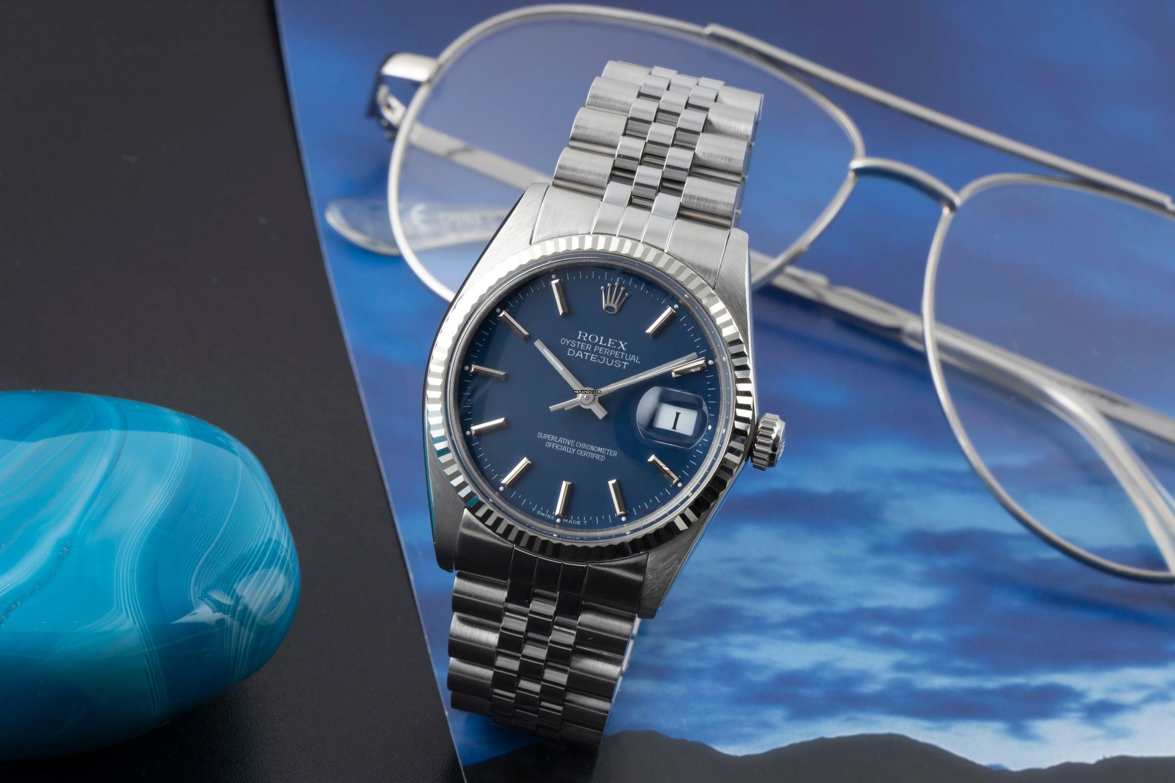 Rolex Datejust 36 Stahl / Weissgold Automatik Herrenuhr Ref. 16014 Papiere 1979