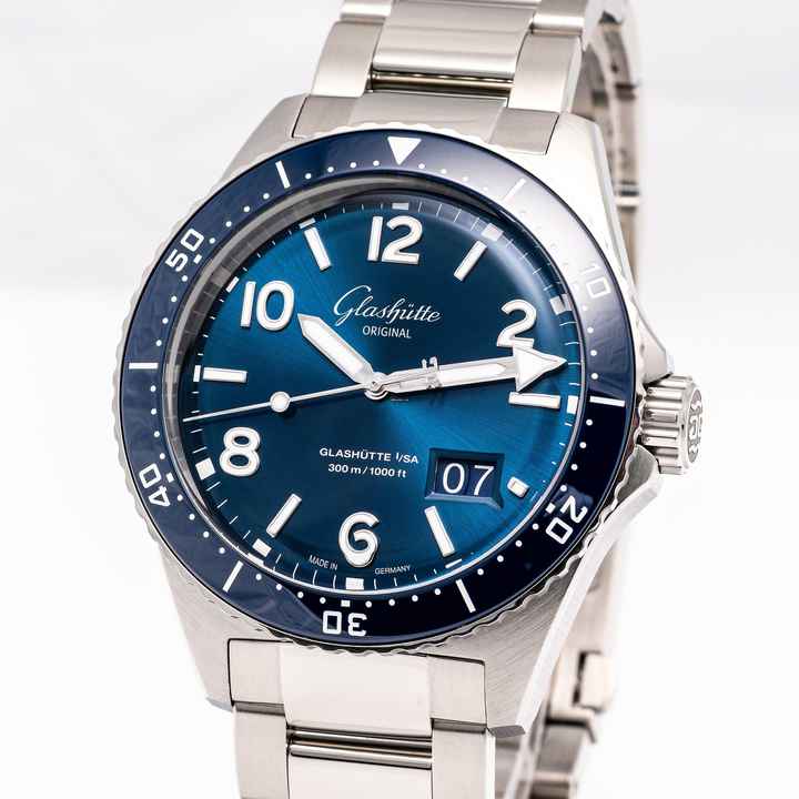  Glashütte Original SeaQ Panoramadatum Panorama Date Blue 43 – 1-36-13-02-81-70 – like NEW – 10/2022 Full Set 