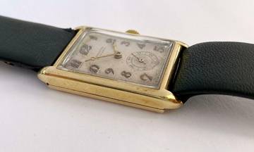 Thumbnail von Movado Serviced Vintage Chronometer Chronometre Tank Solid Gold Breguet-Numbered Dial