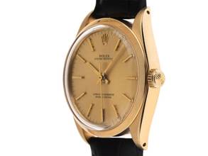 Thumbnail von Rolex Oyster Perpetual 34 18kt Gelbgold Ref.1002 1977 original Box sehr gut Vintage Oyster Perpetual 18kt Gelbgold Krokoleder