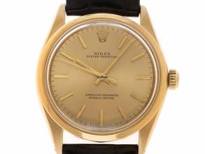 Thumbnail von Rolex Oyster Perpetual 34 18kt Gelbgold Ref.1002 1977 original Box sehr gut Vintage Oyster Perpetual 18kt Gelbgold Krokoleder